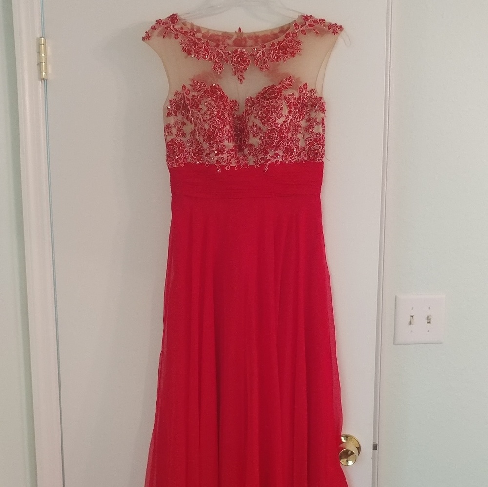 Red beaded gown